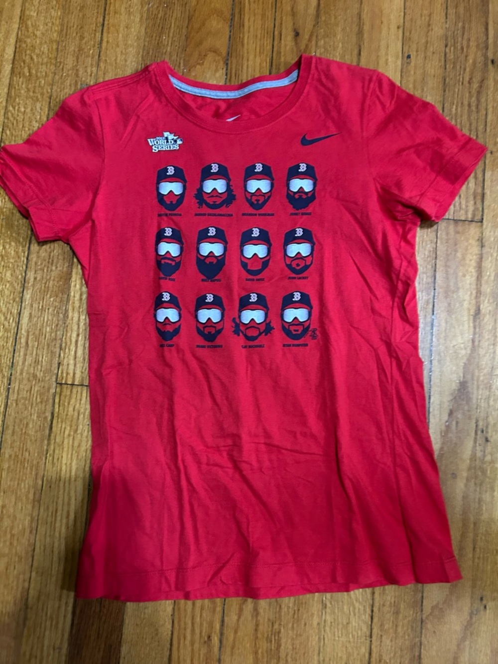Boston Red Sox Shirt Women L Red MLB Baseball Nike 2013 World Series Graphic Tee